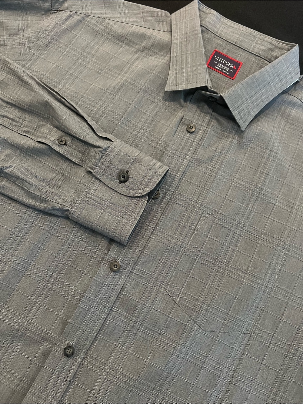 UNTUCKit Men’s Gray Plaid Long-Sleeve Button-Down Shirt New